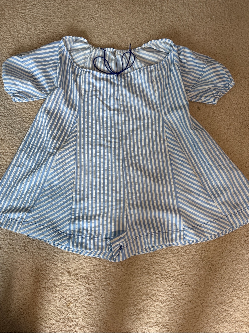 Women's Blue & White Striped Off-Shoulder Romper